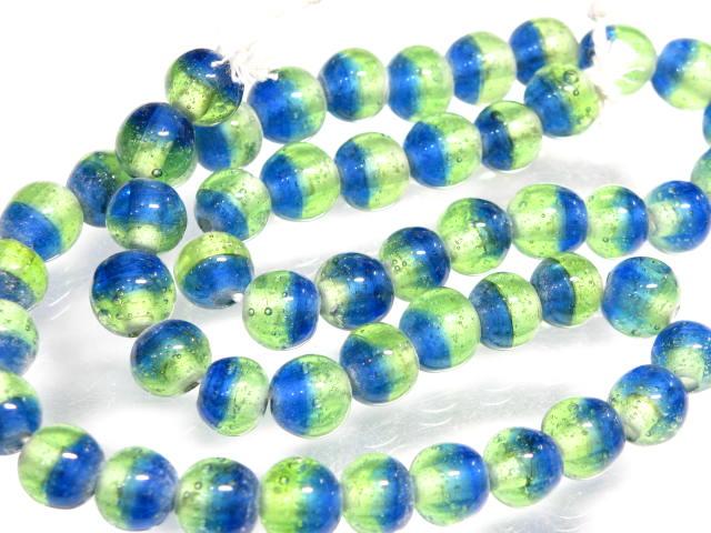 | TOKO-BEADS |AG956N-38 ツートーンビーズ（連） 8~10mmとんぼ玉,ビーズ,トンボ玉,アジア,インド,エスニック,手作り,パーツ,アクセサリー