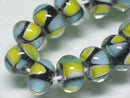 TOKO-BEADS AG957-10N Glass bead (strand) 11~12mm AG957-10N モザイクとんぼ玉（連） 11~12mm Asian bead & African bead  Handmade,Lampeork,bead,asia,india,ethnic,parts,accessory,beads とんぼ玉,ビーズ,トンボ玉,アジア,インド,エスニック,手作り,パーツ,アクセサリー