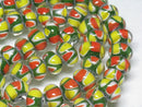 TOKO-BEADS AG957-13N Glass bead (strand) 11~12mm AG957-13N モザイクとんぼ玉（連） 11~12mm Asian bead & African bead  Handmade,Lampeork,bead,asia,india,ethnic,parts,accessory,beads とんぼ玉,ビーズ,トンボ玉,アジア,インド,エスニック,手作り,パーツ,アクセサリー