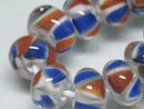 TOKO-BEADS AG957-15N Glass bead (strand) 11~12mm AG957-15N モザイクとんぼ玉（連） 11~12mm Asian bead & African bead  Handmade,Lampeork,bead,asia,india,ethnic,parts,accessory,beads とんぼ玉,ビーズ,トンボ玉,アジア,インド,エスニック,手作り,パーツ,アクセサリー