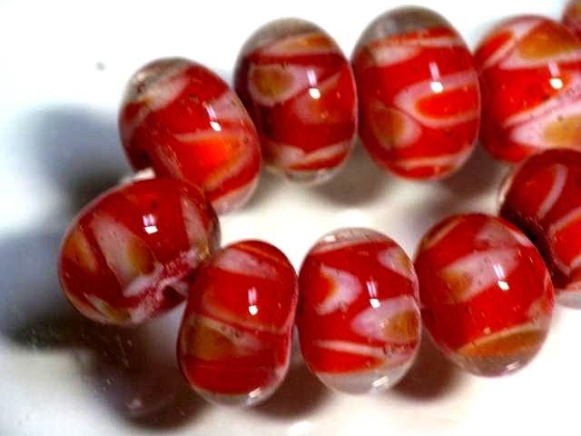 TOKO-BEADS AG957N-24 Glass bead (strand) 9~12mm AG957N-24 モザイクとんぼ玉（連） 9~12mm Asian bead & African bead  Handmade,Lampeork,bead,asia,india,ethnic,parts,accessory,beads とんぼ玉,ビーズ,トンボ玉,アジア,インド,エスニック,手作り,パーツ,アクセサリー