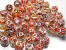 TOKO-BEADS AG957P-35 Glass bead (50pcs) 10~12.5mm AG957P-35 モザイクとんぼ玉（50個パック） 10~12.5mm Asian bead & African bead  Handmade,Lampeork,bead,asia,india,ethnic,parts,accessory,beads とんぼ玉,ビーズ,トンボ玉,アジア,インド,エスニック,手作り,パーツ,アクセサリー