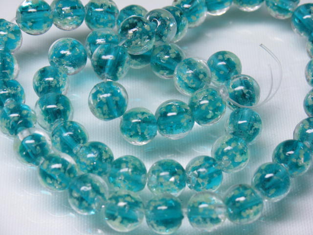 | TOKO-BEADS |AG958N-36 蓄光ガラスビーズ（連） 8mmとんぼ玉,ビーズ,トンボ玉,アジア,インド,エスニック,手作り,パーツ,アクセサリー