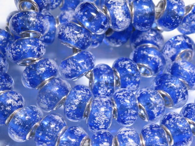 | TOKO-BEADS |AG958N-54 蓄光ガラスビーズ（メタル付）（連） 14mmとんぼ玉,ビーズ,トンボ玉,アジア,インド,エスニック,手作り,パーツ,アクセサリー