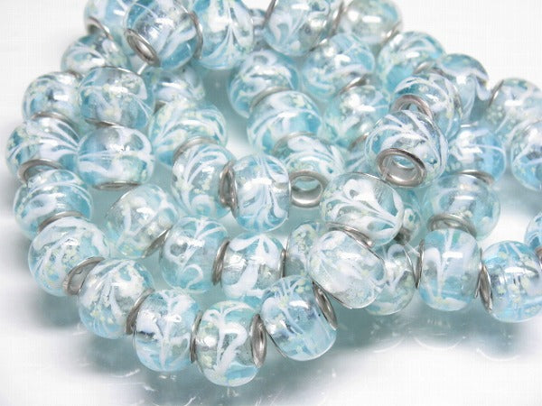 | TOKO-BEADS |AG958N-59 蓄光ガラスビーズ（メタル付）(連) 14mmとんぼ玉,ビーズ,トンボ玉,アジア,インド,エスニック,手作り,パーツ,アクセサリー