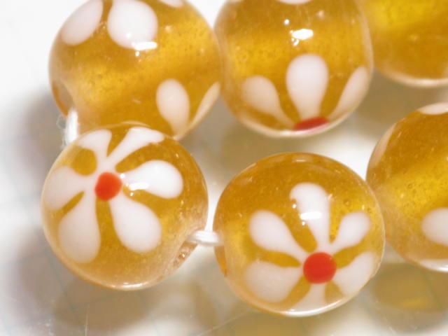 TOKO-BEADS AG959N-01 Glass bead (strand) 12.5mm AG959N-01 フラワービーズ（連） 12.5mm Asian bead & African bead  Handmade,Lampeork,bead,asia,india,ethnic,parts,accessory,beads とんぼ玉,ビーズ,トンボ玉,アジア,インド,エスニック,手作り,パーツ,アクセサリー