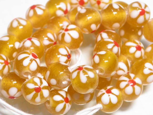 TOKO-BEADS AG959N-01 Glass bead (strand) 12.5mm AG959N-01 フラワービーズ（連） 12.5mm Asian bead & African bead  Handmade,Lampeork,bead,asia,india,ethnic,parts,accessory,beads とんぼ玉,ビーズ,トンボ玉,アジア,インド,エスニック,手作り,パーツ,アクセサリー