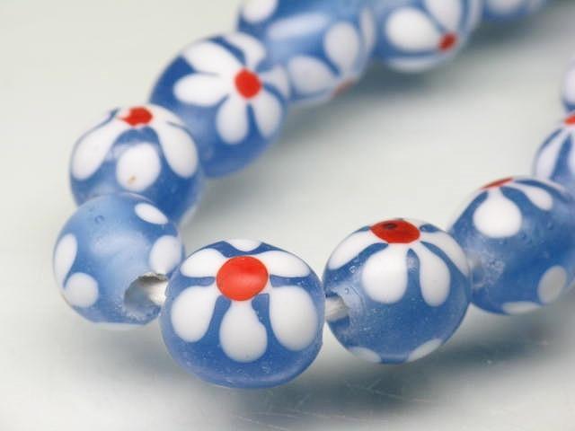 TOKO-BEADS AG959N-04 Glass bead (strand) 11~12mm AG959N-04 フラワービーズ（連） 11~12mm Asian bead & African bead  Handmade,Lampeork,bead,asia,india,ethnic,parts,accessory,beads とんぼ玉,ビーズ,トンボ玉,アジア,インド,エスニック,手作り,パーツ,アクセサリー