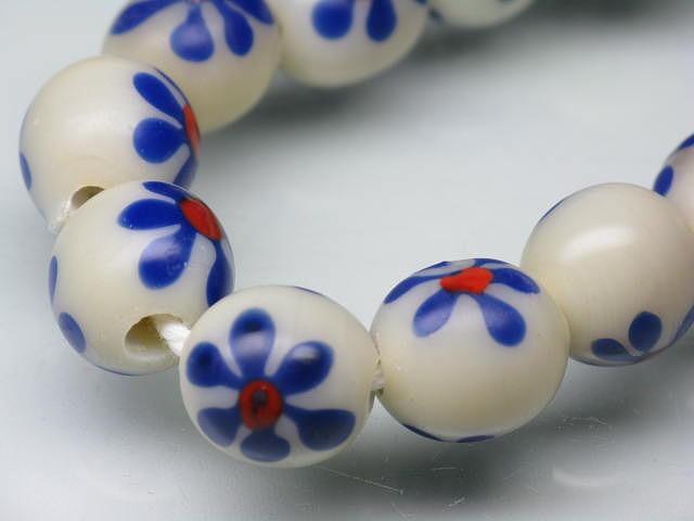 TOKO-BEADS AG959N-06 Glass bead (strand) 11~12mm AG959N-06 フラワービーズ（連） 11~12mm Asian bead & African bead  Handmade,Lampeork,bead,asia,india,ethnic,parts,accessory,beads とんぼ玉,ビーズ,トンボ玉,アジア,インド,エスニック,手作り,パーツ,アクセサリー