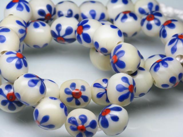 | TOKO-BEADS |AG959N-06 フラワービーズ（連） 11~12mmとんぼ玉,ビーズ,トンボ玉,アジア,インド,エスニック,手作り,パーツ,アクセサリー