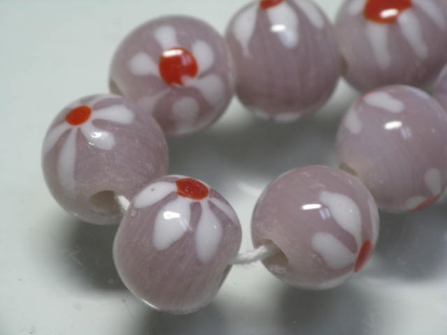 TOKO-BEADS AG959N-07 Glass bead (strand) 12mm AG959N-07 フラワービーズ（連） 12mm Asian bead & African bead  Handmade,Lampeork,bead,asia,india,ethnic,parts,accessory,beads とんぼ玉,ビーズ,トンボ玉,アジア,インド,エスニック,手作り,パーツ,アクセサリー