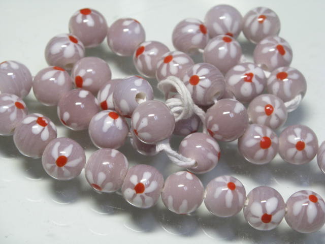 TOKO-BEADS AG959N-07 Glass bead (strand) 12mm AG959N-07 フラワービーズ（連） 12mm Asian bead & African bead  Handmade,Lampeork,bead,asia,india,ethnic,parts,accessory,beads とんぼ玉,ビーズ,トンボ玉,アジア,インド,エスニック,手作り,パーツ,アクセサリー