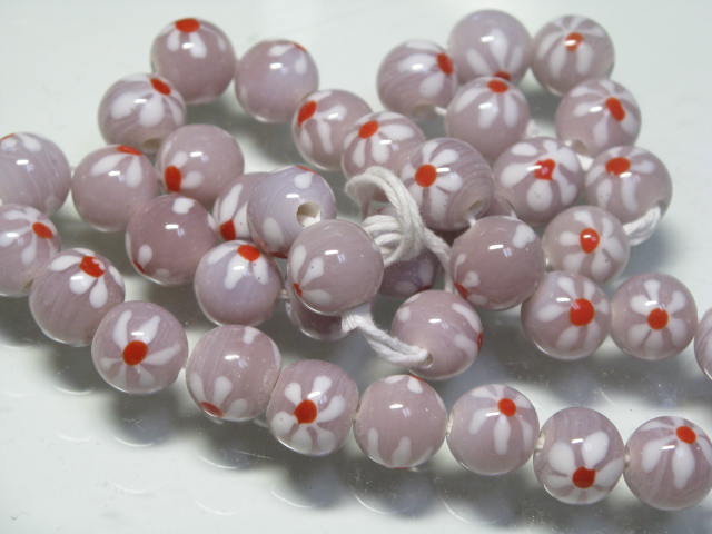 | TOKO-BEADS |AG959N-07 フラワービーズ（連） 12mmとんぼ玉,ビーズ,トンボ玉,アジア,インド,エスニック,手作り,パーツ,アクセサリー