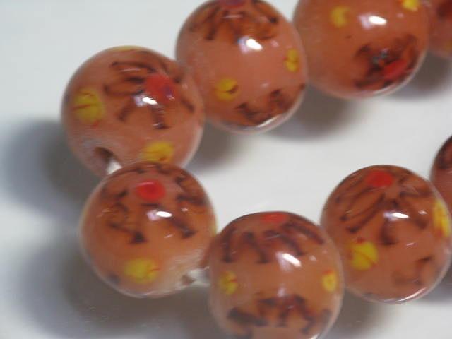 TOKO-BEADS AG962N-19 Glass bead (strand) 13mm AG962N-19 フラワービーズ（連） 13mm Asian bead & African bead  Handmade,Lampeork,bead,asia,india,ethnic,parts,accessory,beads とんぼ玉,ビーズ,トンボ玉,アジア,インド,エスニック,手作り,パーツ,アクセサリー