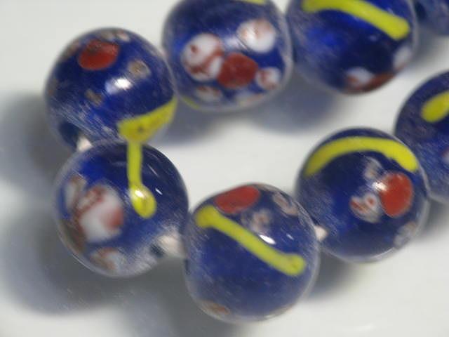 TOKO-BEADS AG962N-23 Glass bead (strand) 11mm AG962N-23 フラワービーズ（連） 11mm Asian bead & African bead  Handmade,Lampeork,bead,asia,india,ethnic,parts,accessory,beads とんぼ玉,ビーズ,トンボ玉,アジア,インド,エスニック,手作り,パーツ,アクセサリー