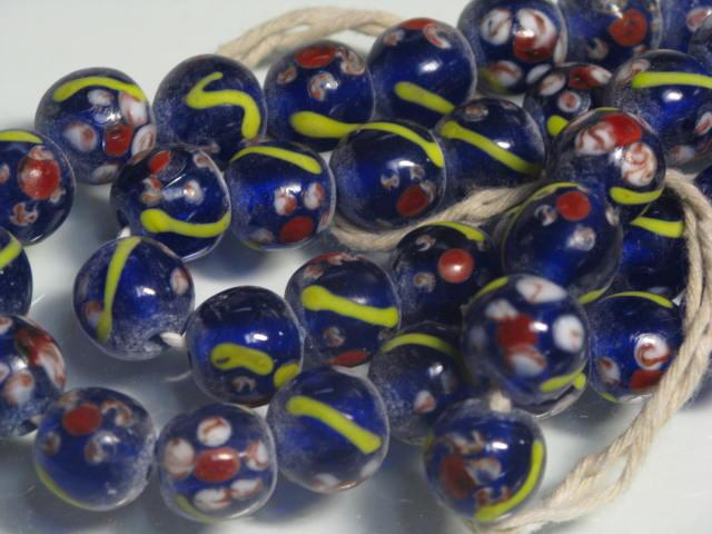 | TOKO-BEADS |AG962N-23 フラワービーズ（連） 11mmとんぼ玉,ビーズ,トンボ玉,アジア,インド,エスニック,手作り,パーツ,アクセサリー