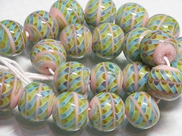 | TOKO-BEADS |AG969N-02 大粒モザイクとんぼ玉（連） 18mmとんぼ玉,ビーズ,トンボ玉,アジア,インド,エスニック,手作り,パーツ,アクセサリー