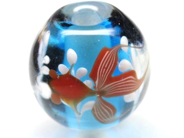 TOKO-BEADS AG994-02 Glass bead 18~20mm AG994-02 花柄とんぼ玉 18~20mm Asian bead & African bead  Handmade,Lampeork,bead,asia,india,ethnic,parts,accessory,beads とんぼ玉,ビーズ,トンボ玉,アジア,インド,エスニック,手作り,パーツ,アクセサリー