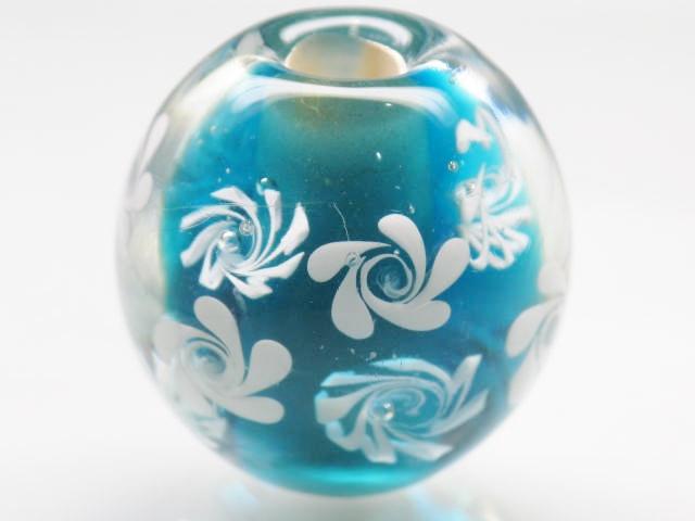 | TOKO-BEADS |AG994-05 花柄とんぼ玉 19~20mmとんぼ玉,ビーズ,トンボ玉,アジア,インド,エスニック,手作り,パーツ,アクセサリー