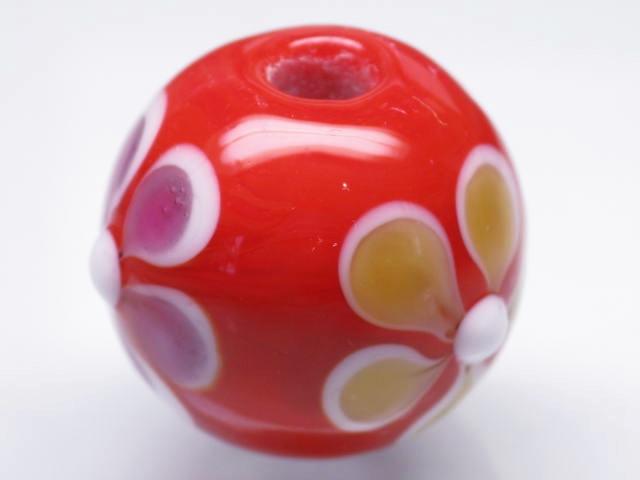 TOKO-BEADS AG994-10 Glass bead 19~20mm AG994-10 花柄とんぼ玉 19~20mm Asian bead & African bead  Handmade,Lampeork,bead,asia,india,ethnic,parts,accessory,beads とんぼ玉,ビーズ,トンボ玉,アジア,インド,エスニック,手作り,パーツ,アクセサリー