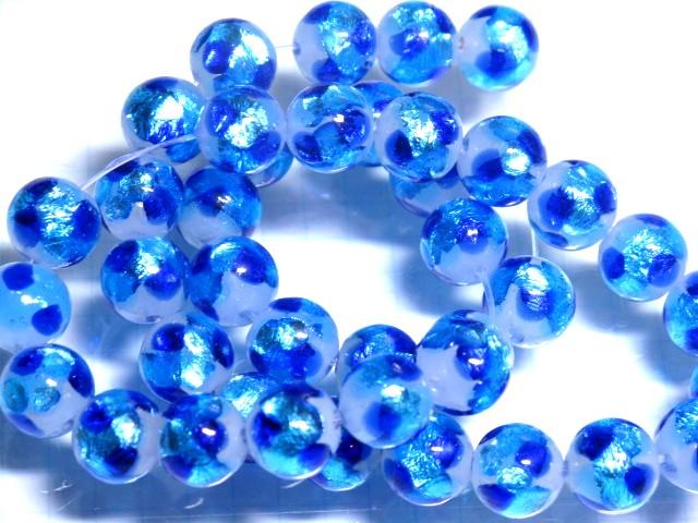 | TOKO-BEADS |AG997N-52 ホタルガラスビーズ（連） 9.5~10mmとんぼ玉,ビーズ,トンボ玉,アジア,インド,エスニック,手作り,パーツ,アクセサリー