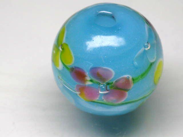 TOKO-BEADS AG999-19 Glass bead 18~20mm AG999-19 花柄とんぼ玉 18~20mm Asian bead & African bead  Handmade,Lampeork,bead,asia,india,ethnic,parts,accessory,beads とんぼ玉,ビーズ,トンボ玉,アジア,インド,エスニック,手作り,パーツ,アクセサリー