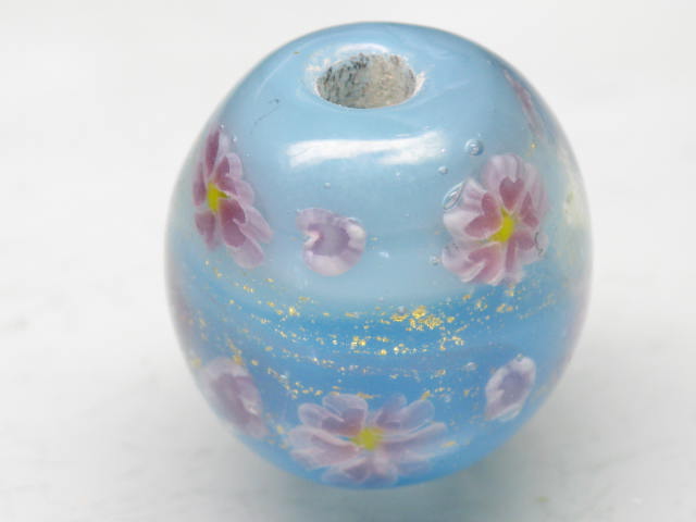 TOKO-BEADS AG999-33 Glass bead 18~20mm AG999-33 花柄とんぼ玉 18~20mm Asian bead & African bead  Handmade,Lampeork,bead,asia,india,ethnic,parts,accessory,beads とんぼ玉,ビーズ,トンボ玉,アジア,インド,エスニック,手作り,パーツ,アクセサリー