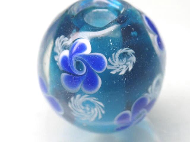 TOKO-BEADS AG999-53 Glass bead 18~20mm AG999-53 花柄とんぼ玉 18~20mm Asian bead & African bead  Handmade,Lampeork,bead,asia,india,ethnic,parts,accessory,beads とんぼ玉,ビーズ,トンボ玉,アジア,インド,エスニック,手作り,パーツ,アクセサリー