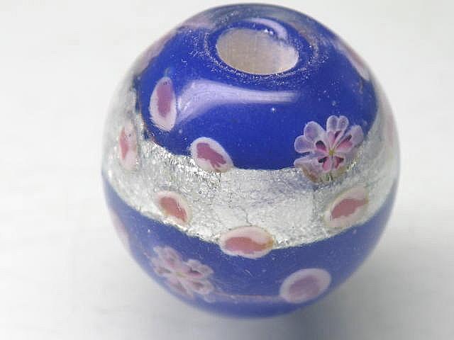 TOKO-BEADS AG999-56 Glass bead 18~20mm AG999-56 花柄とんぼ玉 18~20mm Asian bead & African bead  Handmade,Lampeork,bead,asia,india,ethnic,parts,accessory,beads とんぼ玉,ビーズ,トンボ玉,アジア,インド,エスニック,手作り,パーツ,アクセサリー