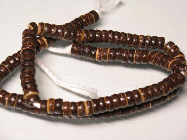 | TOKO-BEADS |AW180N-41 ココナッツビーズ（連） 6.5mmとんぼ玉,ビーズ,トンボ玉,アジア,インド,エスニック,手作り,パーツ,アクセサリー