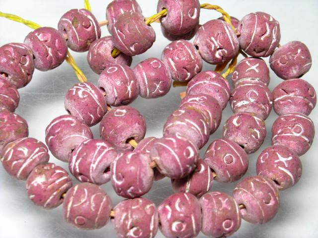 | TOKO-BEADS |AZ134N-07 クレイビーズ（連） 12mmとんぼ玉,ビーズ,トンボ玉,アジア,インド,エスニック,手作り,パーツ,アクセサリー