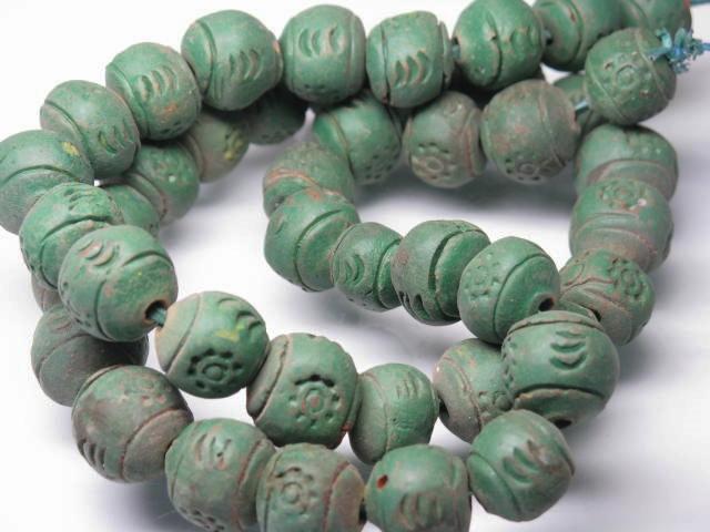 TOKO-BEADS AZ134-15N Clay bead (strand) 12~14mm AZ134-15N クレイビーズ（連） 12~14mm Asian bead & African bead  Handmade,Lampeork,bead,asia,india,ethnic,parts,accessory,beads とんぼ玉,ビーズ,トンボ玉,アジア,インド,エスニック,手作り,パーツ,アクセサリー