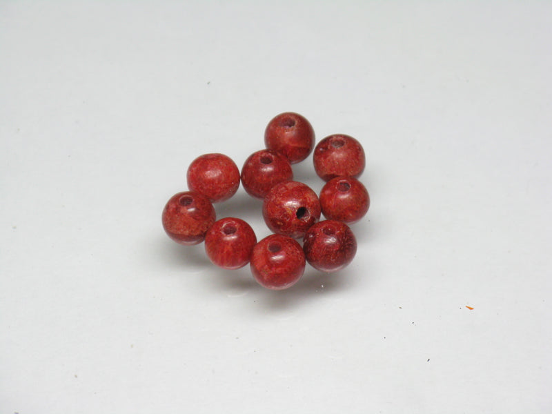 | TOKO-BEADS |AZ136P-01 サンゴ丸玉（10個パック） 6mmとんぼ玉,ビーズ,トンボ玉,アジア,インド,エスニック,手作り,パーツ,アクセサリー