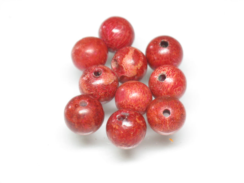 TOKO-BEADS AZ136P-03 Coral bead (10pcs) 8mm AZ136P-03 サンゴ丸玉（10個パック） 8mm Asian bead & African bead  Handmade,Lampeork,bead,asia,india,ethnic,parts,accessory,beads とんぼ玉,ビーズ,トンボ玉,アジア,インド,エスニック,手作り,パーツ,アクセサリー