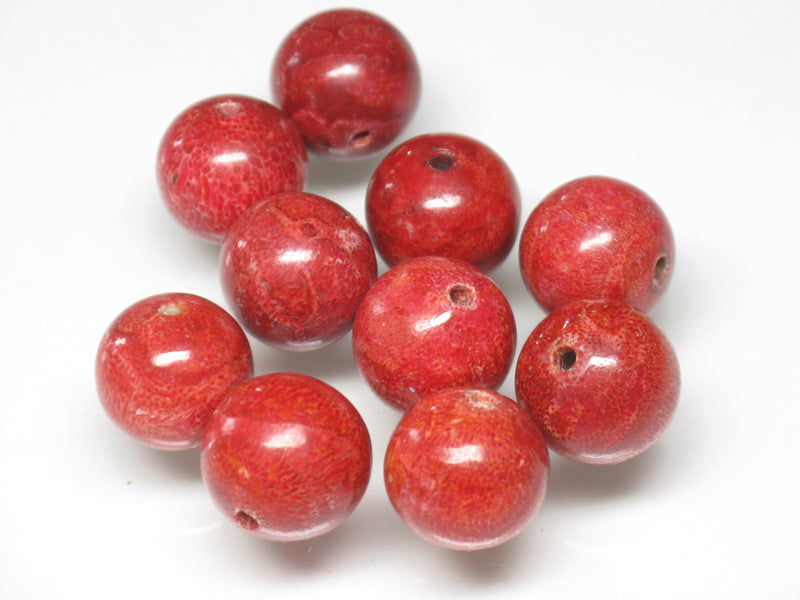 TOKO-BEADS AZ136P-04 Coral bead (10pcs) 13mm AZ136P-04 サンゴ丸玉（10個パック） 13mm Asian bead & African bead  Handmade,Lampeork,bead,asia,india,ethnic,parts,accessory,beads とんぼ玉,ビーズ,トンボ玉,アジア,インド,エスニック,手作り,パーツ,アクセサリー
