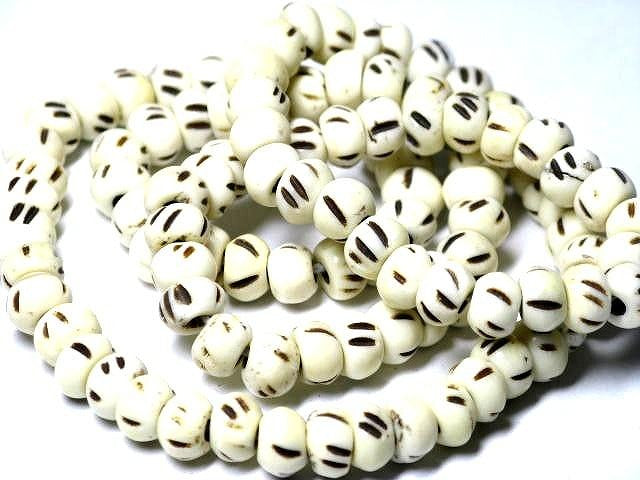 | TOKO-BEADS |BB109N-29 ボーンビーズ（連） 7mmとんぼ玉,ビーズ,トンボ玉,アジア,インド,エスニック,手作り,パーツ,アクセサリー