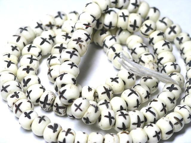 | TOKO-BEADS |BB109N-30 ボーンビーズ（連） 6.5mmとんぼ玉,ビーズ,トンボ玉,アジア,インド,エスニック,手作り,パーツ,アクセサリー