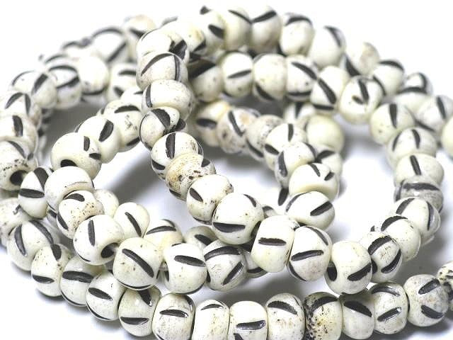 | TOKO-BEADS |BB109N-31 ボーンビーズ（連） 6.5mmとんぼ玉,ビーズ,トンボ玉,アジア,インド,エスニック,手作り,パーツ,アクセサリー