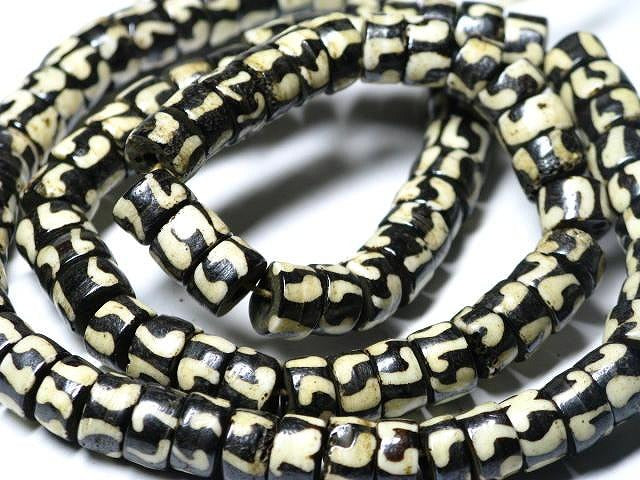 | TOKO-BEADS |BB109N-40 ボーンビーズ（連） 8mmとんぼ玉,ビーズ,トンボ玉,アジア,インド,エスニック,手作り,パーツ,アクセサリー