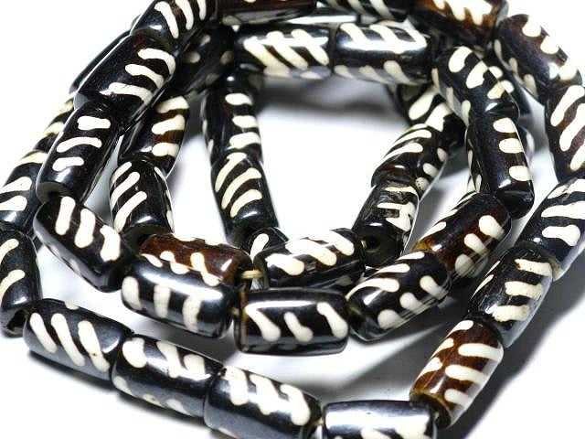 TOKO-BEADS BB109-47N Batik Bone bead (strand) 6.5~8mm BB109-47N ボーンビーズ（連） 6.5~8mm Asian bead & African bead  Handmade,Lampeork,bead,asia,india,ethnic,parts,accessory,beads とんぼ玉,ビーズ,トンボ玉,アジア,インド,エスニック,手作り,パーツ,アクセサリー