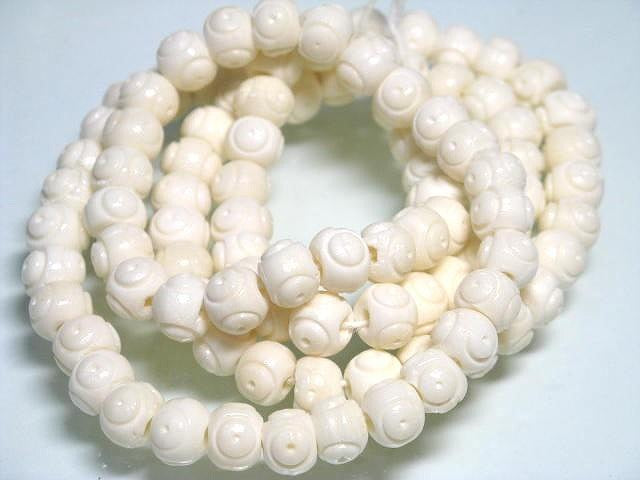 | TOKO-BEADS |BB110N-25 ボーンビーズ（連） 8mmとんぼ玉,ビーズ,トンボ玉,アジア,インド,エスニック,手作り,パーツ,アクセサリー