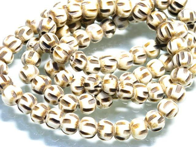 | TOKO-BEADS |BB110N-28 ボーンビーズ（連） 8mmとんぼ玉,ビーズ,トンボ玉,アジア,インド,エスニック,手作り,パーツ,アクセサリー