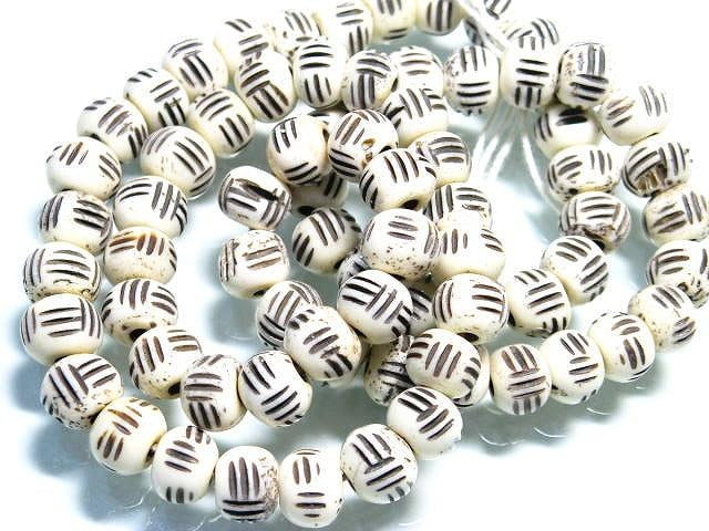 | TOKO-BEADS |BB110N-29 ボーンビーズ（連） 10mmとんぼ玉,ビーズ,トンボ玉,アジア,インド,エスニック,手作り,パーツ,アクセサリー