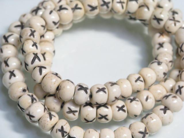 | TOKO-BEADS |BB113N-06 ボーンビーズ（連） 6.5~7mmとんぼ玉,ビーズ,トンボ玉,アジア,インド,エスニック,手作り,パーツ,アクセサリー