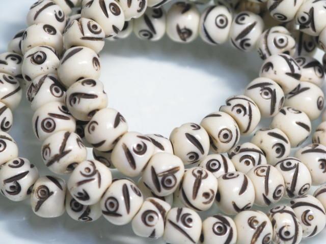 | TOKO-BEADS |BB113N-07 ボーンビーズ（連） 6.5~7mmとんぼ玉,ビーズ,トンボ玉,アジア,インド,エスニック,手作り,パーツ,アクセサリー