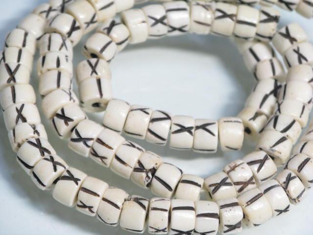 | TOKO-BEADS |BB115N-04 ボーンビーズ（連） 7.5mmとんぼ玉,ビーズ,トンボ玉,アジア,インド,エスニック,手作り,パーツ,アクセサリー