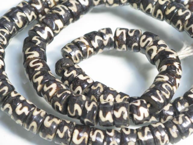 | TOKO-BEADS |BB115N-06 ボーンビーズ（連） 7.5mmとんぼ玉,ビーズ,トンボ玉,アジア,インド,エスニック,手作り,パーツ,アクセサリー