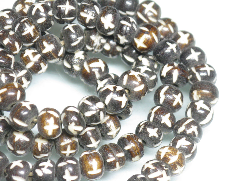 | TOKO-BEADS |BB116N-06 ボーンビーズ（連） 8.5mmとんぼ玉,ビーズ,トンボ玉,アジア,インド,エスニック,手作り,パーツ,アクセサリー