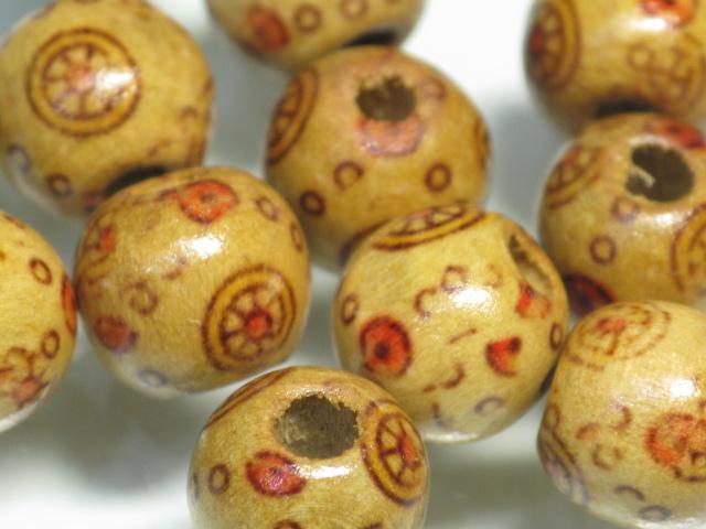 | TOKO-BEADS |BW006P-11 ウッドビーズ（50個） 9.5mmとんぼ玉,ビーズ,トンボ玉,アジア,インド,エスニック,手作り,パーツ,アクセサリー