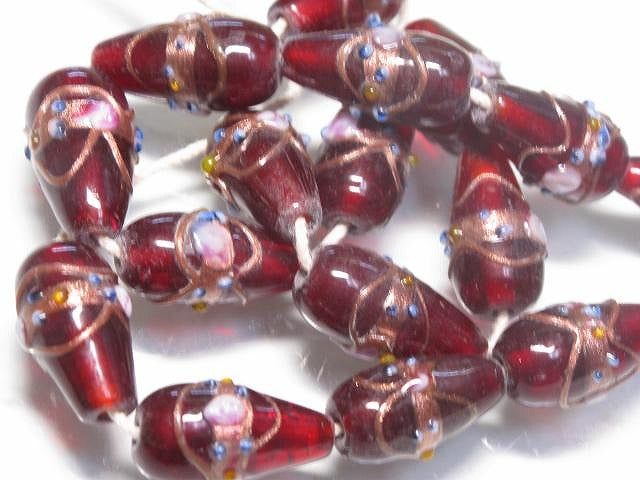 | TOKO-BEADS |CG693N インドビーズ（17個パック） 12mmとんぼ玉,ビーズ,トンボ玉,アジア,インド,エスニック,手作り,パーツ,アクセサリー